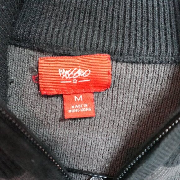 Vintage Mossimo Sweater Medium Black Gray Full Zip Ski 1973 Jacket Y2K - Picture 2 of 7